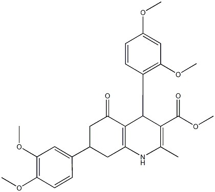 methyl 4-(2,4-dimethoxyphenyl)-7-(3,4-dimethoxyphenyl)-2-methyl-5-oxo-1,4,5,6,7,8-hexahydro-3-quinolinecarboxylate 结构式