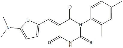 5-{[5-(dimethylamino)-2-furyl]methylene}-1-(2,4-dimethylphenyl)-2-thioxodihydro-4,6(1H,5H)-pyrimidinedione 结构式