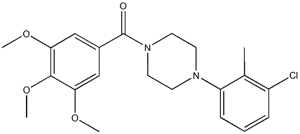 1-(3-chloro-2-methylphenyl)-4-(3,4,5-trimethoxybenzoyl)piperazine 结构式