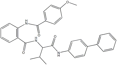 N-{1-[([1,1'-biphenyl]-4-ylamino)carbonyl]-2-methylpropyl}-2-[(4-methoxybenzoyl)amino]benzamide 结构式