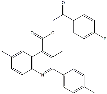 2-(4-fluorophenyl)-2-oxoethyl 3,6-dimethyl-2-(4-methylphenyl)-4-quinolinecarboxylate 结构式