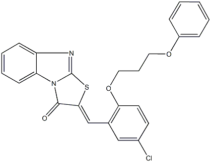 2-[5-chloro-2-(3-phenoxypropoxy)benzylidene][1,3]thiazolo[3,2-a]benzimidazol-3(2H)-one 结构式