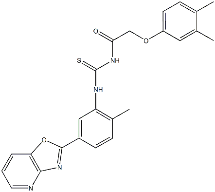 N-[(3,4-dimethylphenoxy)acetyl]-N'-(2-methyl-5-[1,3]oxazolo[4,5-b]pyridin-2-ylphenyl)thiourea 结构式