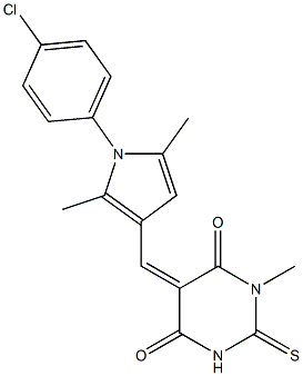 5-{[1-(4-chlorophenyl)-2,5-dimethyl-1H-pyrrol-3-yl]methylene}-1-methyl-2-thioxodihydro-4,6(1H,5H)-pyrimidinedione 结构式