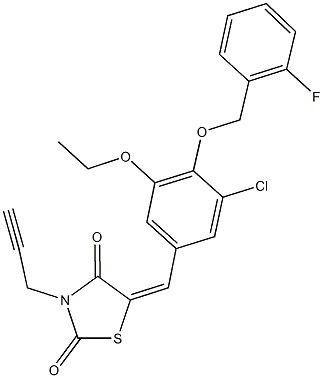 5-{3-chloro-5-ethoxy-4-[(2-fluorobenzyl)oxy]benzylidene}-3-(2-propynyl)-1,3-thiazolidine-2,4-dione 结构式