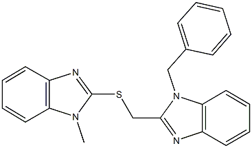 (1-benzyl-1H-benzimidazol-2-yl)methyl 1-methyl-1H-benzimidazol-2-yl sulfide 结构式