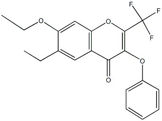 6-ethyl-7-(ethyloxy)-3-(phenyloxy)-2-(trifluoromethyl)-4H-chromen-4-one 结构式