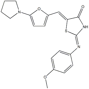 2-[(4-methoxyphenyl)imino]-5-{[5-(1-pyrrolidinyl)-2-furyl]methylene}-1,3-thiazolidin-4-one 结构式
