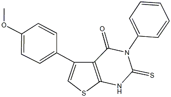 5-(4-methoxyphenyl)-3-phenyl-2-thioxo-2,3-dihydrothieno[2,3-d]pyrimidin-4(1H)-one 结构式