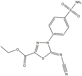 ethyl 4-[4-(aminosulfonyl)phenyl]-5-(cyanoimino)-4,5-dihydro-1,3,4-thiadiazole-2-carboxylate 结构式