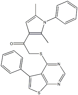 1-(2,5-dimethyl-1-phenyl-1H-pyrrol-3-yl)-2-[(5-phenylthieno[2,3-d]pyrimidin-4-yl)sulfanyl]ethanone 结构式