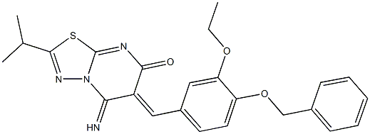 6-[4-(benzyloxy)-3-ethoxybenzylidene]-5-imino-2-isopropyl-5,6-dihydro-7H-[1,3,4]thiadiazolo[3,2-a]pyrimidin-7-one 结构式
