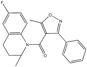 6-fluoro-2-methyl-1-[(5-methyl-3-phenyl-4-isoxazolyl)carbonyl]-1,2,3,4-tetrahydroquinoline 结构式
