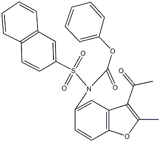 phenyl 3-acetyl-2-methyl-1-benzofuran-5-yl(2-naphthylsulfonyl)carbamate 结构式