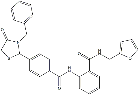 2-{[4-(3-benzyl-4-oxo-1,3-thiazolidin-2-yl)benzoyl]amino}-N-(2-furylmethyl)benzamide 结构式