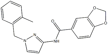 N-[1-(2-methylbenzyl)-1H-pyrazol-3-yl]-1,3-benzodioxole-5-carboxamide 结构式