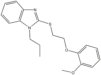 2-{[2-(2-methoxyphenoxy)ethyl]sulfanyl}-1-propyl-1H-benzimidazole 结构式