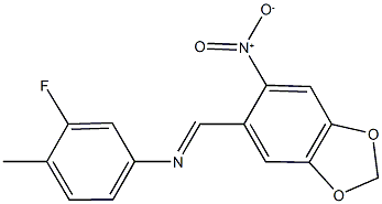 3-fluoro-4-methyl-N-[(6-nitro-1,3-benzodioxol-5-yl)methylene]aniline 结构式