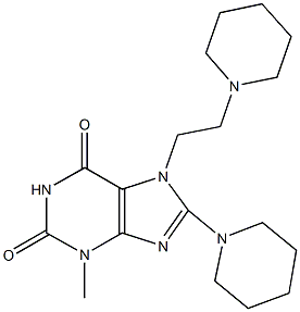 3-methyl-8-(1-piperidinyl)-7-[2-(1-piperidinyl)ethyl]-3,7-dihydro-1H-purine-2,6-dione 结构式