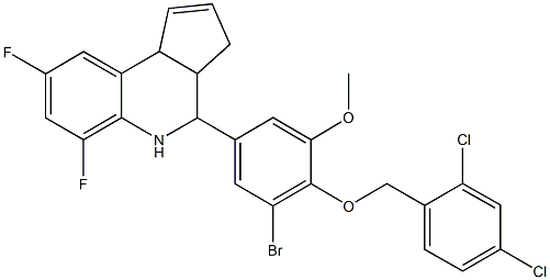 4-{3-bromo-4-[(2,4-dichlorobenzyl)oxy]-5-methoxyphenyl}-6,8-difluoro-3a,4,5,9b-tetrahydro-3H-cyclopenta[c]quinoline 结构式