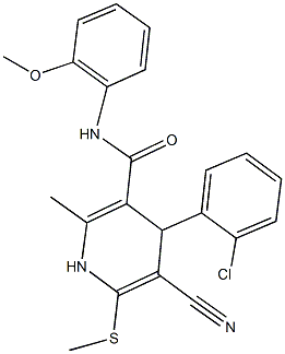 4-(2-chlorophenyl)-5-cyano-N-(2-methoxyphenyl)-2-methyl-6-(methylsulfanyl)-1,4-dihydro-3-pyridinecarboxamide 结构式