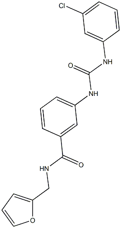 3-{[(3-chloroanilino)carbonyl]amino}-N-(2-furylmethyl)benzamide 结构式