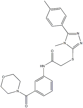 2-{[4-methyl-5-(4-methylphenyl)-4H-1,2,4-triazol-3-yl]sulfanyl}-N-[3-(4-morpholinylcarbonyl)phenyl]acetamide 结构式