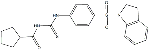 N-(cyclopentylcarbonyl)-N'-[4-(2,3-dihydro-1H-indol-1-ylsulfonyl)phenyl]thiourea 结构式