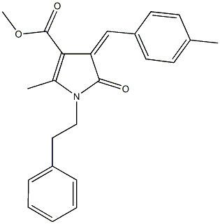 methyl 2-methyl-4-(4-methylbenzylidene)-5-oxo-1-(2-phenylethyl)-4,5-dihydro-1H-pyrrole-3-carboxylate 结构式