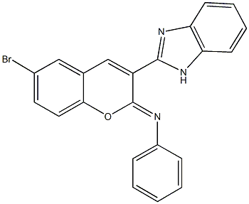 N-[3-(1H-benzimidazol-2-yl)-6-bromo-2H-chromen-2-ylidene]-N-phenylamine 结构式