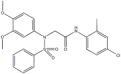 N-(4-chloro-2-methylphenyl)-2-[3,4-dimethoxy(phenylsulfonyl)anilino]acetamide 结构式