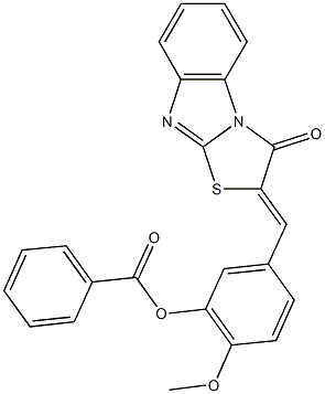 2-methoxy-5-[(3-oxo[1,3]thiazolo[3,2-a]benzimidazol-2(3H)-ylidene)methyl]phenyl benzoate 结构式