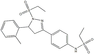 N-{4-[1-(ethylsulfonyl)-5-(2-methylphenyl)-4,5-dihydro-1H-pyrazol-3-yl]phenyl}ethanesulfonamide 结构式