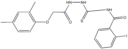 N-({2-[(2,4-dimethylphenoxy)acetyl]hydrazino}carbothioyl)-2-iodobenzamide 结构式