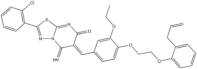 6-{4-[2-(2-allylphenoxy)ethoxy]-3-ethoxybenzylidene}-2-(2-chlorophenyl)-5-imino-5,6-dihydro-7H-[1,3,4]thiadiazolo[3,2-a]pyrimidin-7-one 结构式