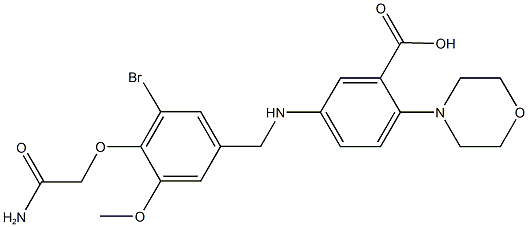 5-{[4-(2-amino-2-oxoethoxy)-3-bromo-5-methoxybenzyl]amino}-2-(4-morpholinyl)benzoic acid 结构式