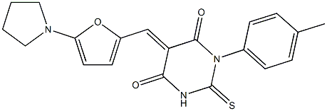 1-(4-methylphenyl)-5-{[5-(1-pyrrolidinyl)-2-furyl]methylene}-2-thioxodihydro-4,6(1H,5H)-pyrimidinedione 结构式