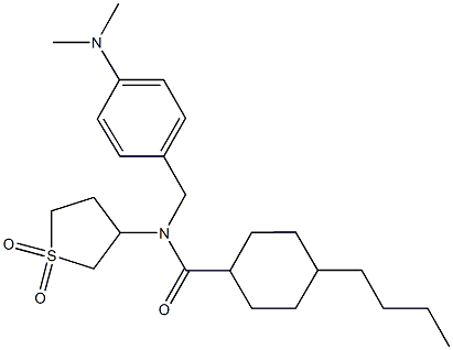 4-butyl-N-[4-(dimethylamino)benzyl]-N-(1,1-dioxidotetrahydro-3-thienyl)cyclohexanecarboxamide 结构式