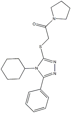 4-cyclohexyl-5-phenyl-4H-1,2,4-triazol-3-yl 2-oxo-2-(1-pyrrolidinyl)ethyl sulfide 结构式