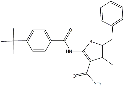5-benzyl-2-[(4-tert-butylbenzoyl)amino]-4-methylthiophene-3-carboxamide 结构式