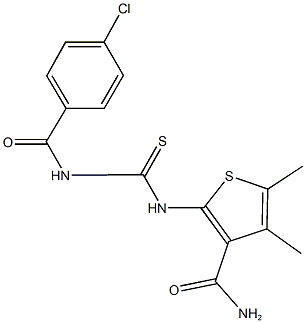 2-({[(4-chlorobenzoyl)amino]carbothioyl}amino)-4,5-dimethyl-3-thiophenecarboxamide 结构式