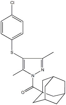 1-(1-adamantylcarbonyl)-4-[(4-chlorophenyl)sulfanyl]-3,5-dimethyl-1H-pyrazole 结构式