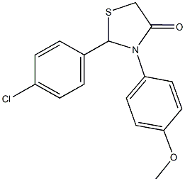 2-(4-chlorophenyl)-3-(4-methoxyphenyl)-1,3-thiazolidin-4-one 结构式