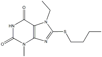 8-(butylsulfanyl)-7-ethyl-3-methyl-3,7-dihydro-1H-purine-2,6-dione 结构式