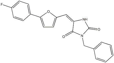 3-benzyl-5-{[5-(4-fluorophenyl)-2-furyl]methylene}-2,4-imidazolidinedione 结构式