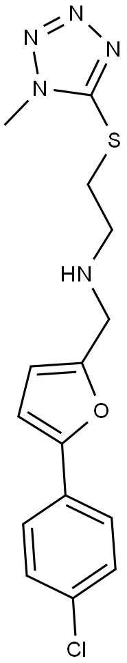 N-{[5-(4-chlorophenyl)-2-furyl]methyl}-N-{2-[(1-methyl-1H-tetraazol-5-yl)sulfanyl]ethyl}amine 结构式