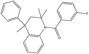 1-(3-fluorobenzoyl)-2,2,4-trimethyl-4-phenyl-1,2,3,4-tetrahydroquinoline 结构式