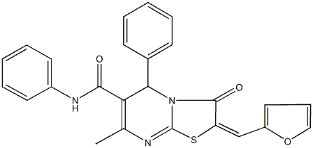 2-(2-furylmethylene)-7-methyl-3-oxo-N,5-diphenyl-2,3-dihydro-5H-[1,3]thiazolo[3,2-a]pyrimidine-6-carboxamide 结构式