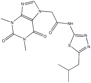 2-(1,3-dimethyl-2,6-dioxo-1,2,3,6-tetrahydro-7H-purin-7-yl)-N-(5-isobutyl-1,3,4-thiadiazol-2-yl)acetamide 结构式