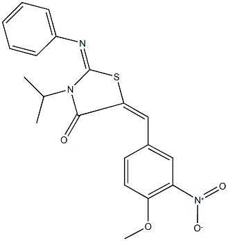 5-{3-nitro-4-methoxybenzylidene}-3-isopropyl-2-(phenylimino)-1,3-thiazolidin-4-one 结构式
